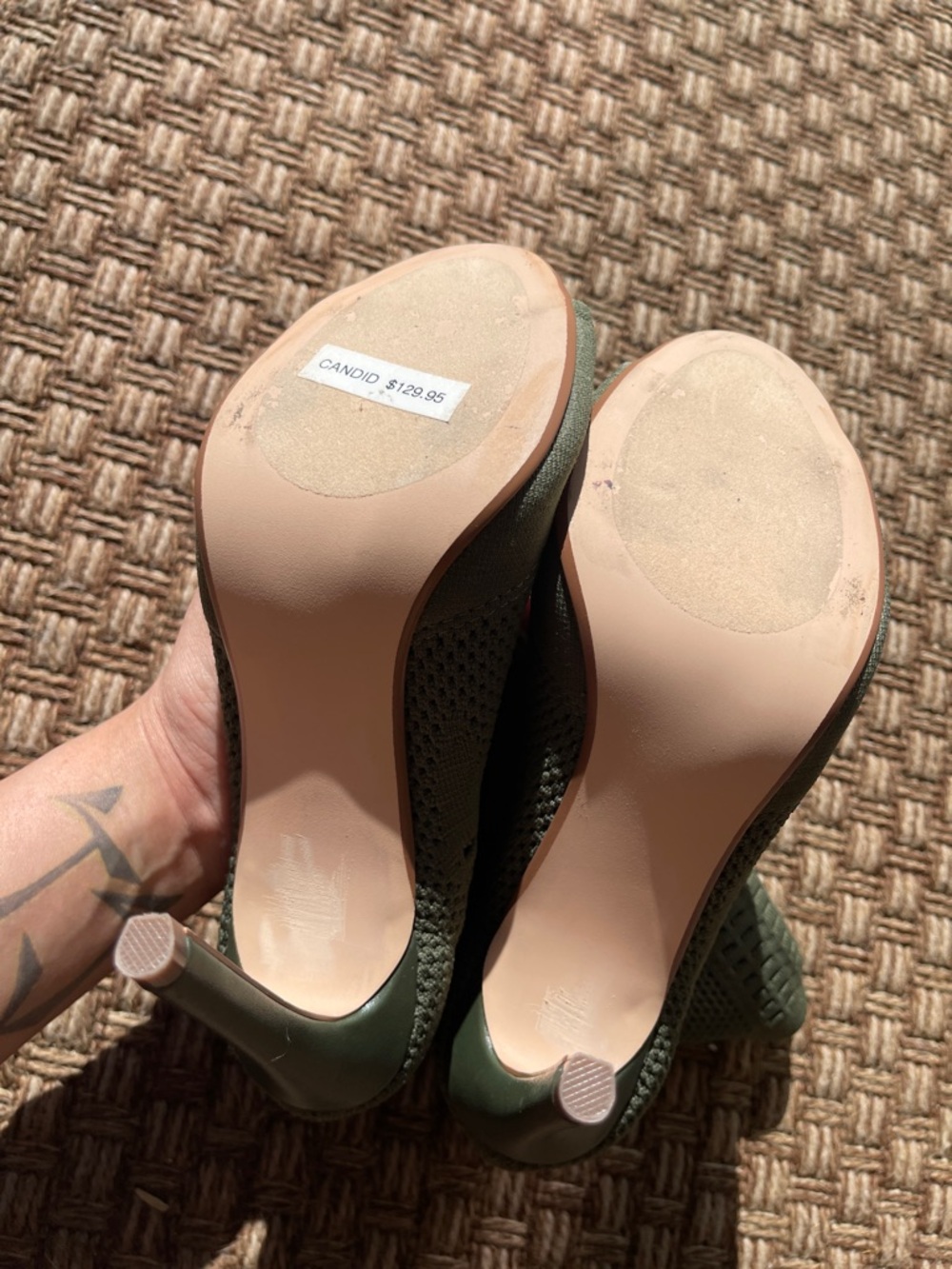 Steve Madden Olive Peep Toe Candid Knit Sock Heels🍸 - Picture 6 of 11
